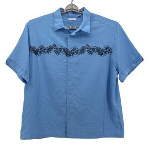 Cafe‎ Luna Mens Little Boy Blue Short Sleeve Button Front Shirt 2XL